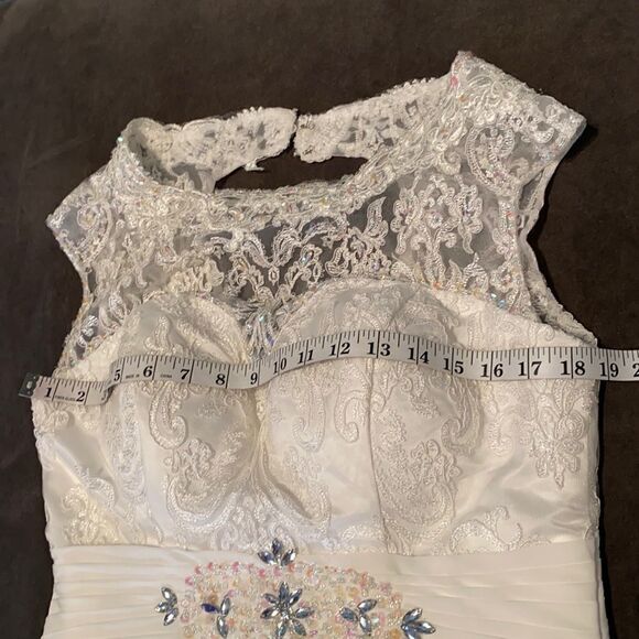 Women’s Ivory Dress & Matching Chiffon Jacket with beautiful detail Size L**READ - Picture 11 of 15